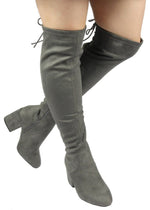 ADA-28 Lace-Up Over The Knee Low Chunky Block Heel Boots