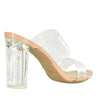 MORRY-11 Transparent Double Strap Patent Lucite Block Heels-Nude-Back View