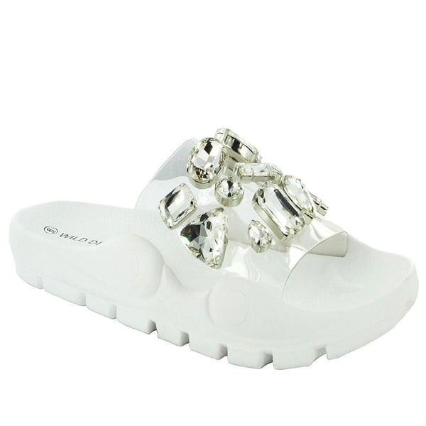 YORK-07 CLEAR RHINESTONE SLIDE SANDALS – Wild Diva