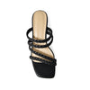 Wild Diva Strappy Braided Square Toe Low Chunky Block Heel Sandals