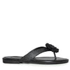 LUCCA-01 Natural Raffia Floral Applique Flip Flop Thong Sandals
