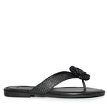 LUCCA-01 Natural Raffia Floral Applique Flip Flop Thong Sandals
