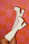 WINNA-01 Retro High Platform Chunky Block Heel Knee Length Boots