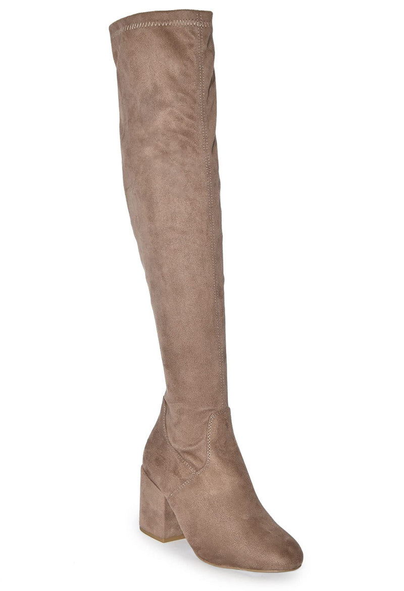 ADA-28 Lace-Up Over The Knee Low Chunky Block Heel Boots