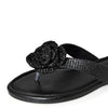 LUCCA-01 Natural Raffia Floral Applique Flip Flop Thong Sandals
