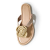 LUCCA-01 Natural Raffia Floral Applique Flip Flop Thong Sandals