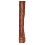 WINNA-01 Retro High Platform Chunky Block Heel Knee Length Boots