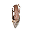 Wild Diva ALEENA-31 Gold Accent Floral Slingback Pointy Toe Kitten Heel Pump Heels