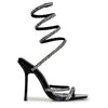 EDWELL-01 Embellished Rhinestone Coil Wrap Around Square Toe Stiletto Heels
