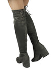 ADA-28 Lace-Up Over The Knee Low Chunky Block Heel Boots