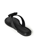 LUCCA-01 Natural Raffia Floral Applique Flip Flop Thong Sandals