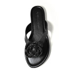 LUCCA-01 Natural Raffia Floral Applique Flip Flop Thong Sandals