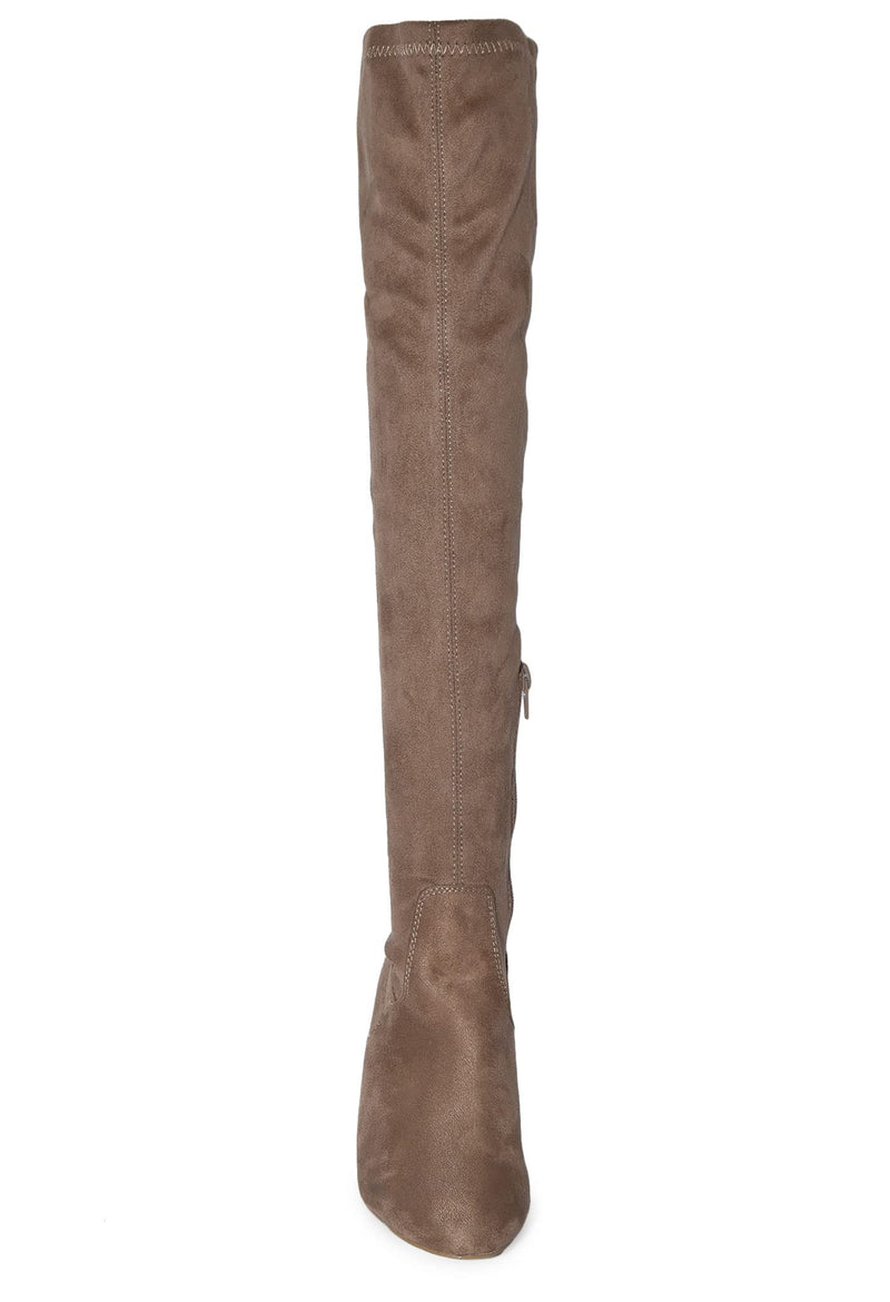 ADA-28 Lace-Up Over The Knee Low Chunky Block Heel Boots