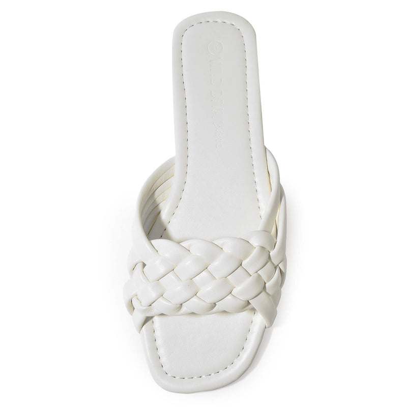IRA-16 Woven Square Toe Slide Flat Sandals