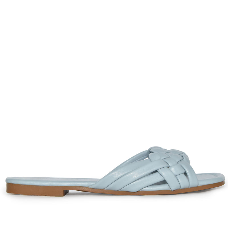 IRA-16 Woven Square Toe Slide Flat Sandals
