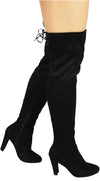 Wild Diva Women's Over The Knee Boot - Sexy Over The Knee High Pullon Boot - Trendy Low Block Heel Shoe - Comfortable Boot -(Wide Calf FIT & Regular FIT)