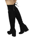 ADA-28 Lace-Up Over The Knee Low Chunky Block Heel Boots