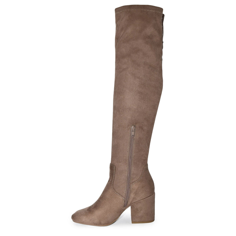 ADA-28 Lace-Up Over The Knee Low Chunky Block Heel Boots