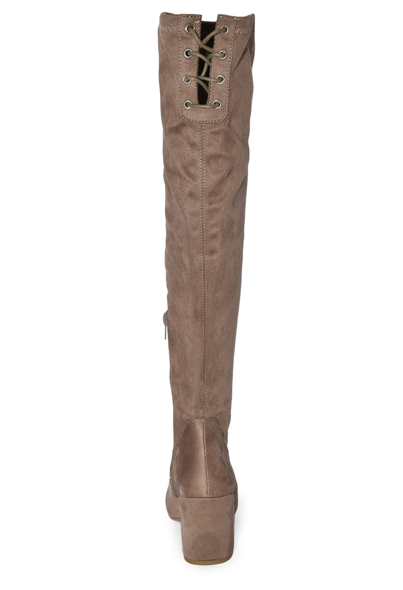 ADA-28 Lace-Up Over The Knee Low Chunky Block Heel Boots
