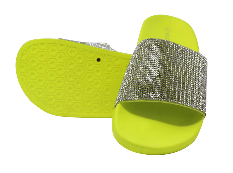 Wild Diva Women's Slides Rhinestone Glitter Sandals
