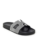MATTY-223A Cutout Rhinestone Slip On Slide Sandals