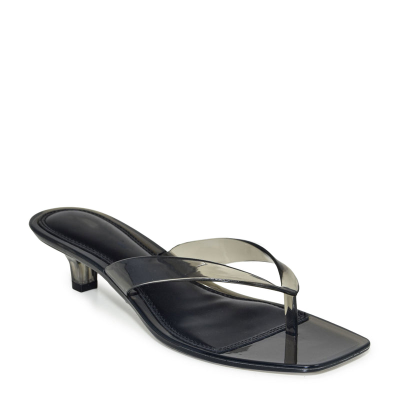 ROMANIA-01 Clear Jelly Square Toe Flip Flop Kitten Heel Sandals