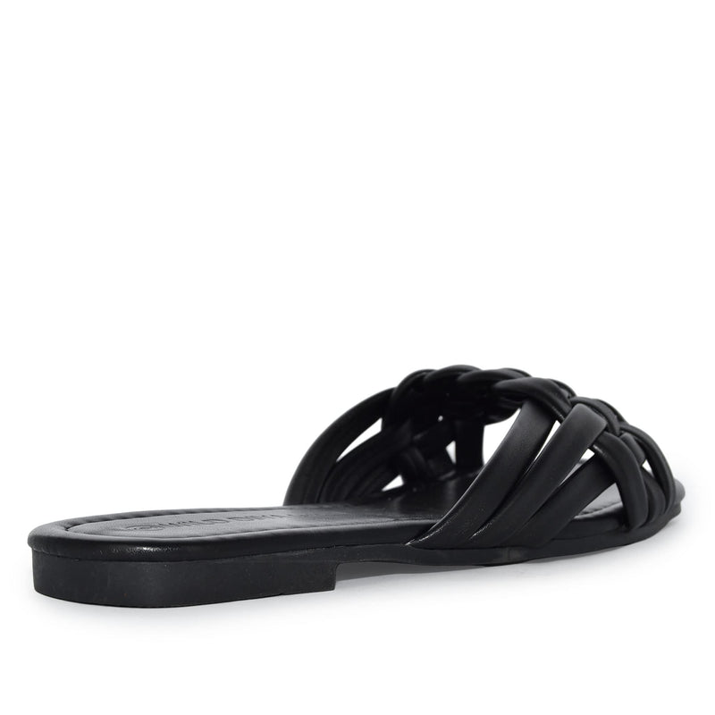 IRA-16 Woven Square Toe Slide Flat Sandals