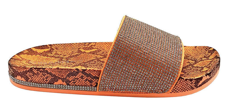 Wild Diva Women's Slides Rhinestone Glitter Sandals