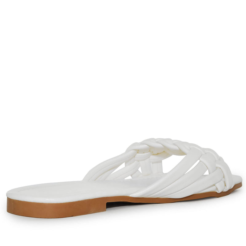 IRA-16 Woven Square Toe Slide Flat Sandals