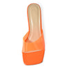 FRANKIE-05A Women's Modern Clear Strap Open Square Toe Lucite Wedge Heels