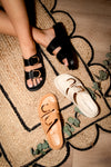 GINO-36 Double Buckle Stacked Flat Slides Sandals