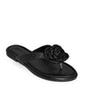 LUCCA-01 Natural Raffia Floral Applique Flip Flop Thong Sandals