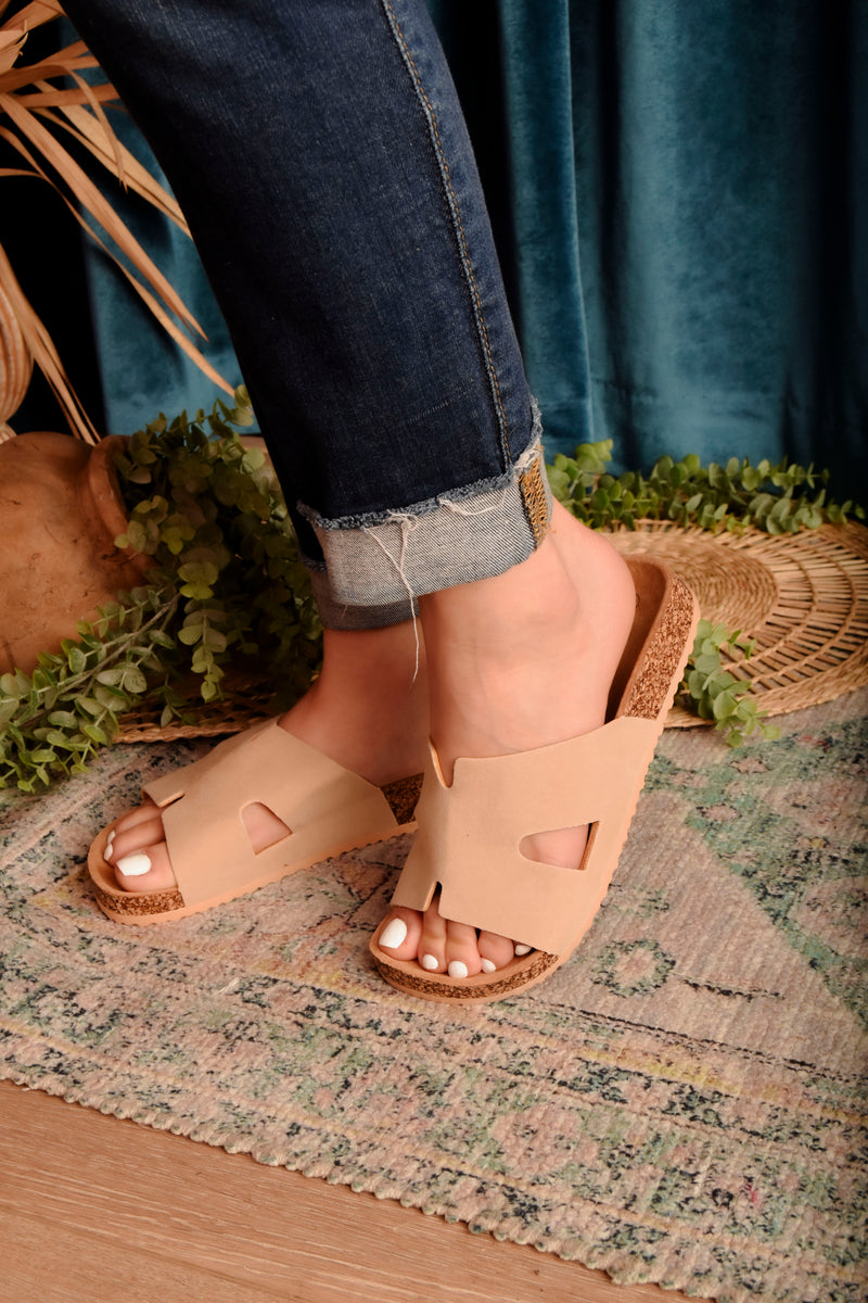 Wild Diva Women's Cork Resort Slip On Slide Sandals