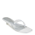 ROMANIA-01 Clear Jelly Square Toe Flip Flop Kitten Heel Sandals