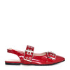 Wild Diva Women's Classic Pointy Toe Texture Chunky Strap Patent Slingback Flats