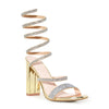 Wild Diva Spiral Rhinestone Strappy Ankle Chunky Block Heels