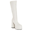 WINNA-01 Retro High Platform Chunky Block Heel Knee Length Boots