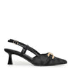 Wild Diva ALEENA-31 Gold Accent Floral Slingback Pointy Toe Kitten Heel Pump Heels