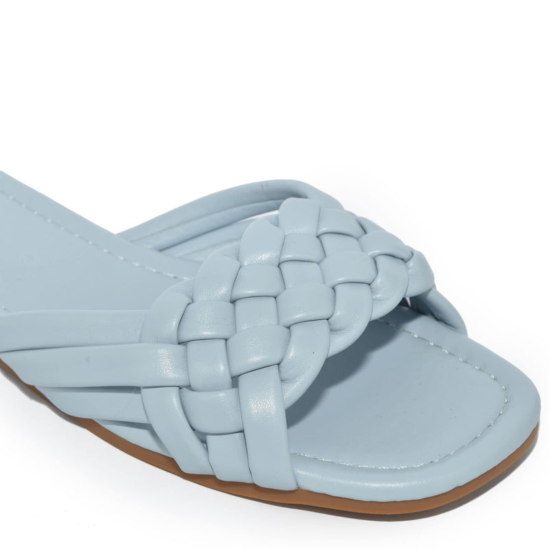 IRA-16 Woven Square Toe Slide Flat Sandals