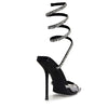 EDWELL-01 Embellished Rhinestone Coil Wrap Around Square Toe Stiletto Heels