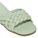 IRA-16 Woven Square Toe Slide Flat Sandals