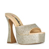 ENVY-14 Rhinestone Square Toe Structural High Heel Mules