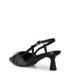 Wild Diva ALEENA-31 Gold Accent Floral Slingback Pointy Toe Kitten Heel Pump Heels