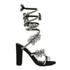 MORRIS-632 Floral Applique Spiral Coil Wrap Around Strap Rhinestone Heels