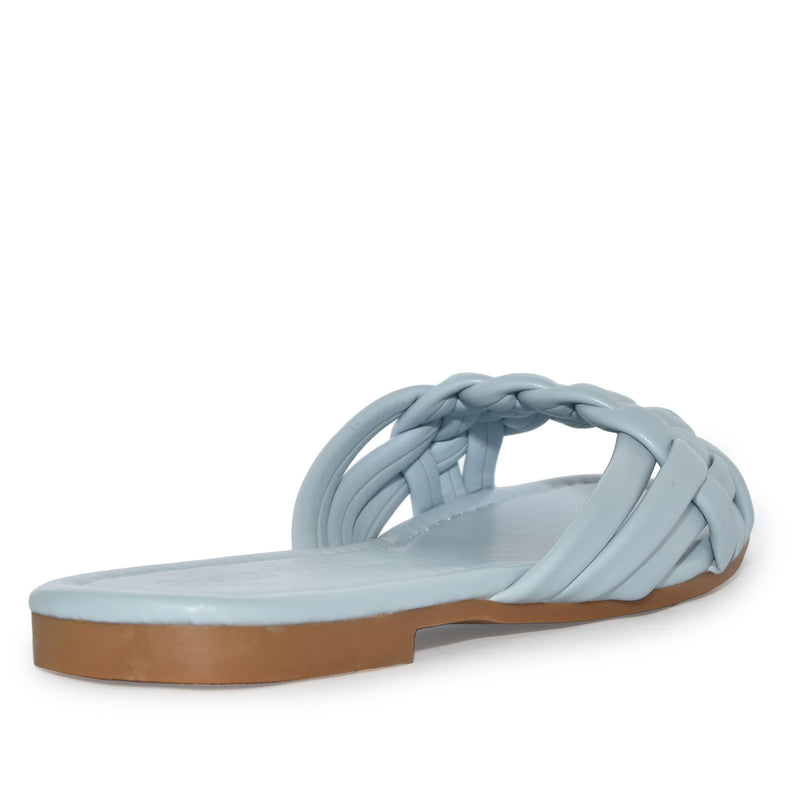 IRA-16 Woven Square Toe Slide Flat Sandals