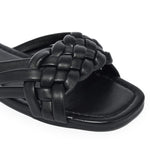 IRA-16 Woven Square Toe Slide Flat Sandals