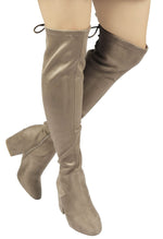 ADA-28 Lace-Up Over The Knee Low Chunky Block Heel Boots