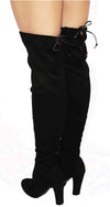 Wild Diva Women's Over The Knee Boot - Sexy Over The Knee High Pullon Boot - Trendy Low Block Heel Shoe - Comfortable Boot -(Wide Calf FIT & Regular FIT)