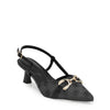 Wild Diva ALEENA-31 Gold Accent Floral Slingback Pointy Toe Kitten Heel Pump Heels
