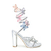 MORRIS-581A Rainbow Embellished Rhinestone Butterfly Spiral Coil Wrap Around Block Heels Media 1 of 17